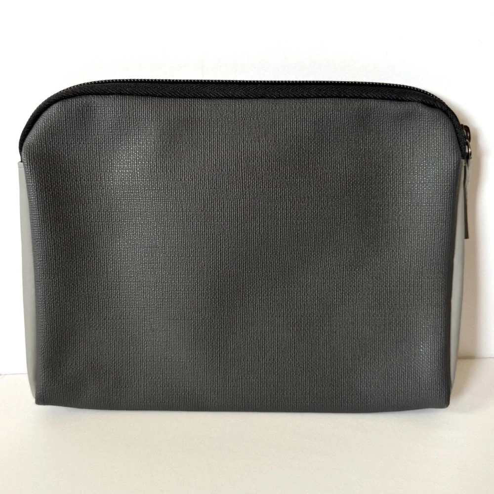 Tumi For Delta Travel Pouch Zip Case Gray Black Toiletry Tech Organizer
